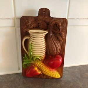 70's Miller Studios Kitchen Chalkware - 70's Kitchen - 3D Wall Plaque - Veggies
